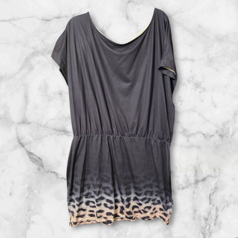 NANU Gray Leopard Print Women's Dress 3XL